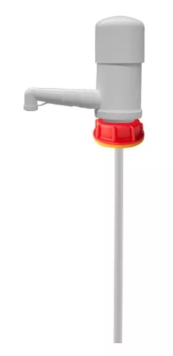 Válvula manual industrial para garrafas y bidones de 20, 50 y 60 litros, dosificación de 125 ml por bombeo, con tapa de 61 mm y tubo de 46 cm, ideal para líquidos viscosos y productos químicos. Válvula manual industrial para garrafas y bidones de 20, 50 y 60 litros, dosificación de 125 ml por bombeo, con tapa de 61 mm y tubo de 46 cm, ideal para líquidos viscosos y productos químicos.